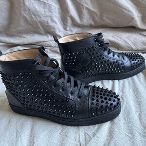 Christian Louboutin | Louis Flat Calf/Spikes High-Top Sneakers Black Sz 43